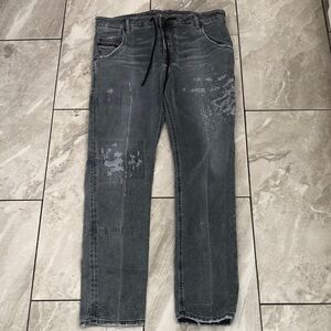DIESEL Krooley- Joggers Tapered Men’s Black Wash Distressed Jeans | 34/32
